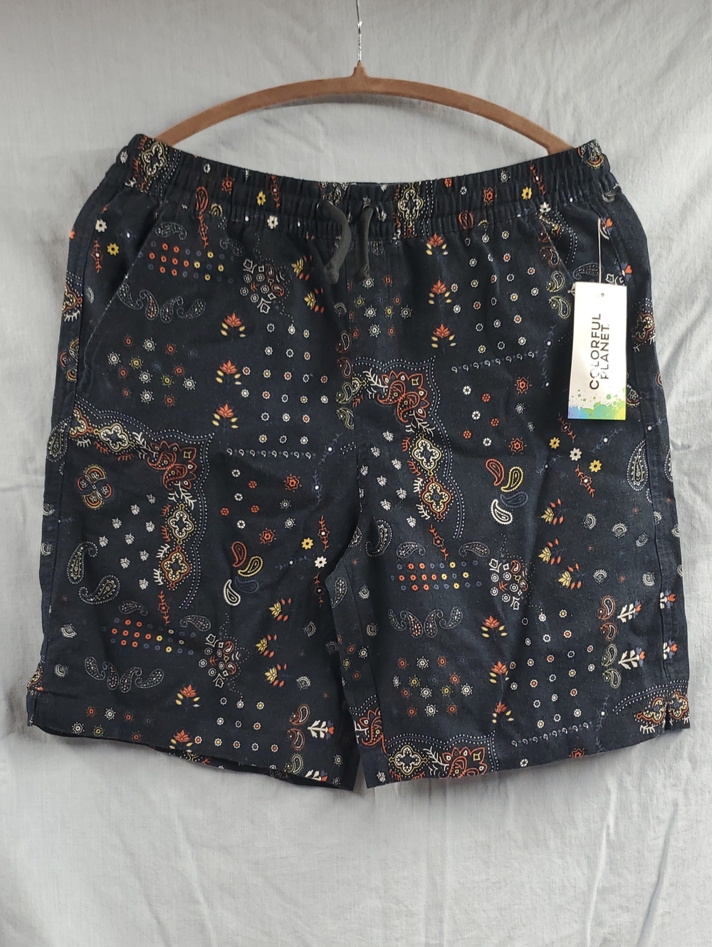 Women’s Black Paisley Print Casual Shorts